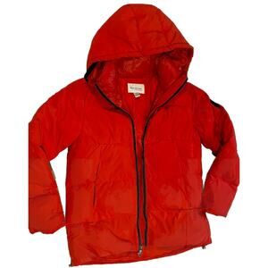 TWO BY VINCE CAMUTO Down Jacket Puffer Women's sz S Hoodie Orange Winter utility